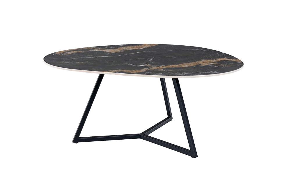 Design table basse MARVELOUS 70cm noir or sable AURORA ORO céramique métal