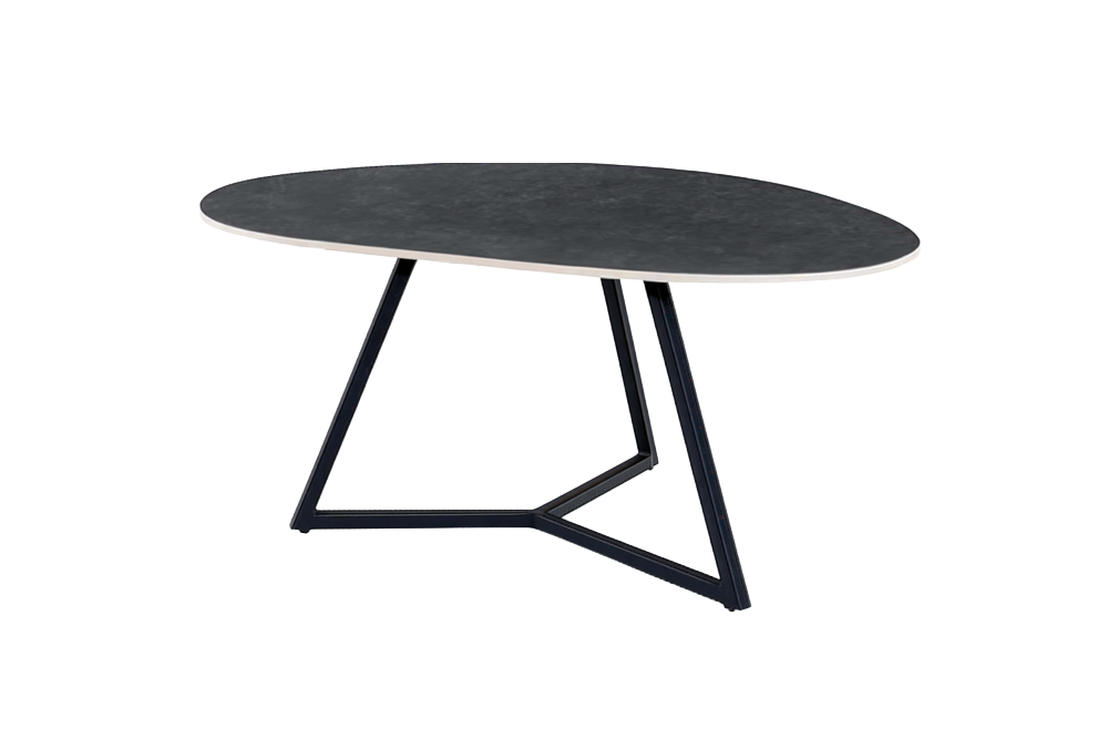 Design table basse MARVELOUS 90cm marbre anthracite céramique métal noir