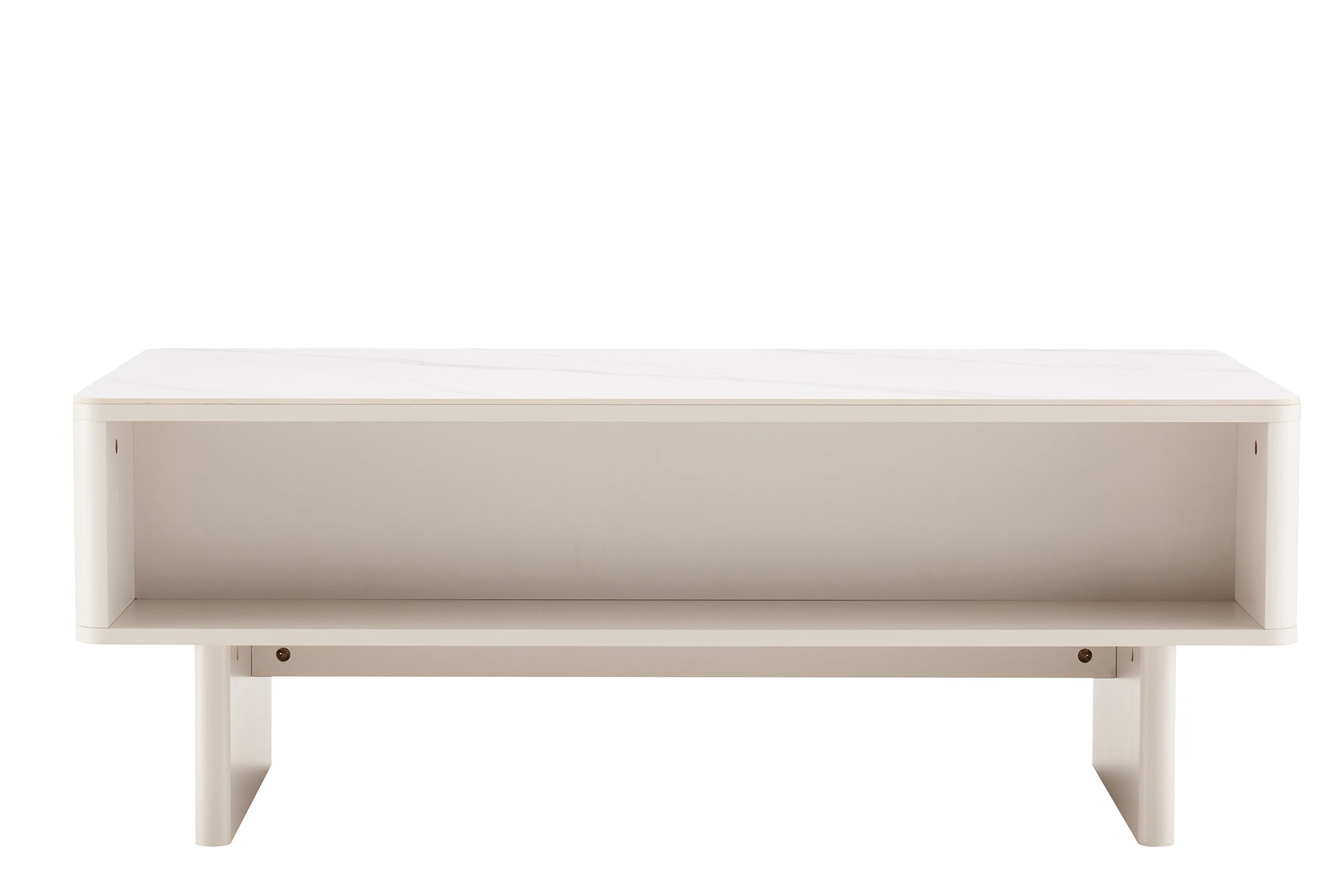 Design table basse SAVOY 120cm cachemire blanc céramique marbre avec tiroirs