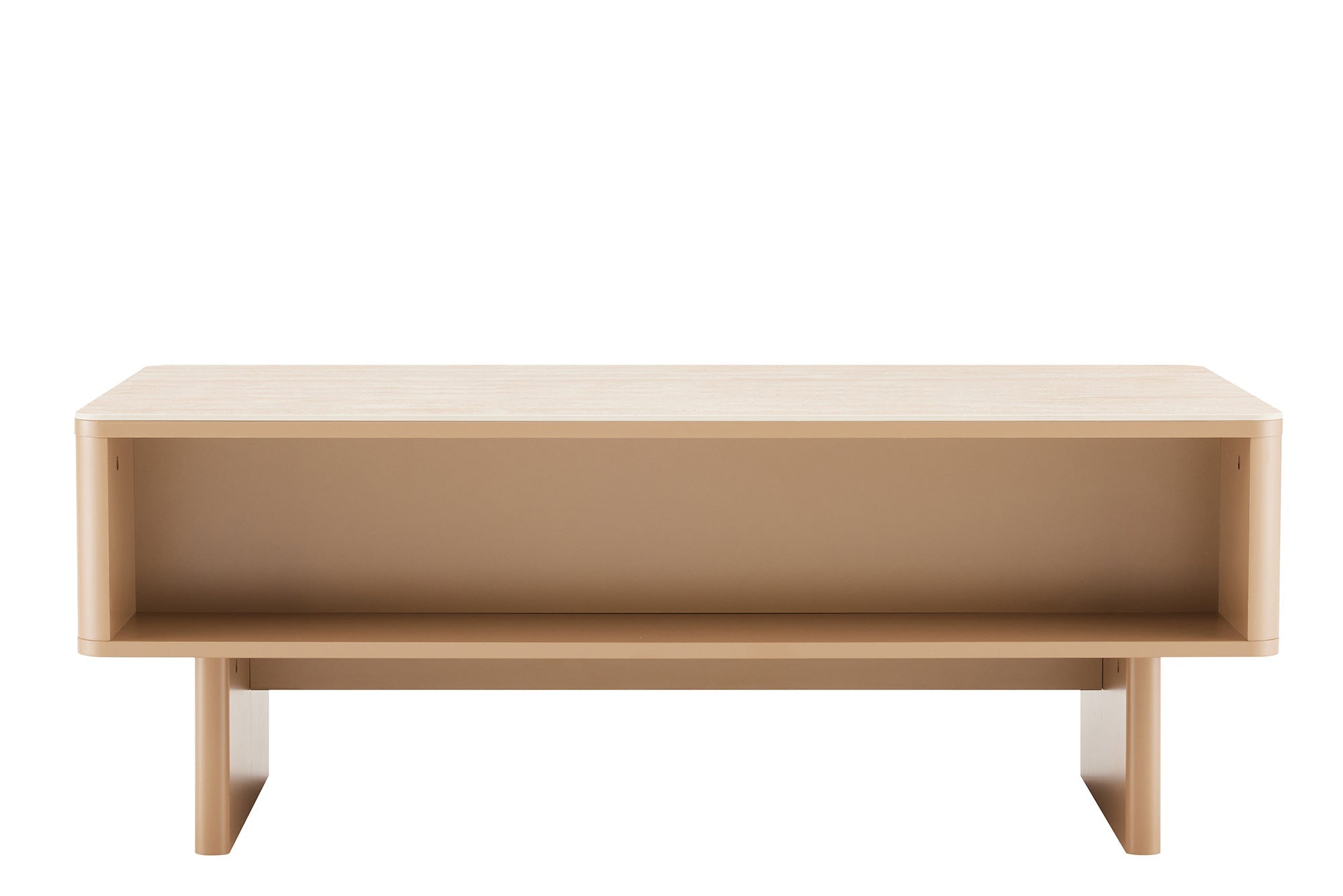 Design table basse SAVOY 120cm gris beige greige céramique travertin avec tiroir