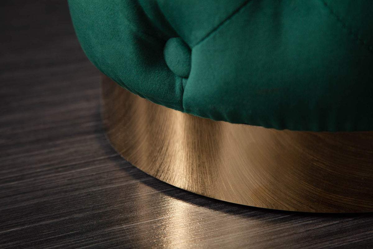 Design tabouret MODERN BAROCK 40cm vert foncé or velours Chesterfield