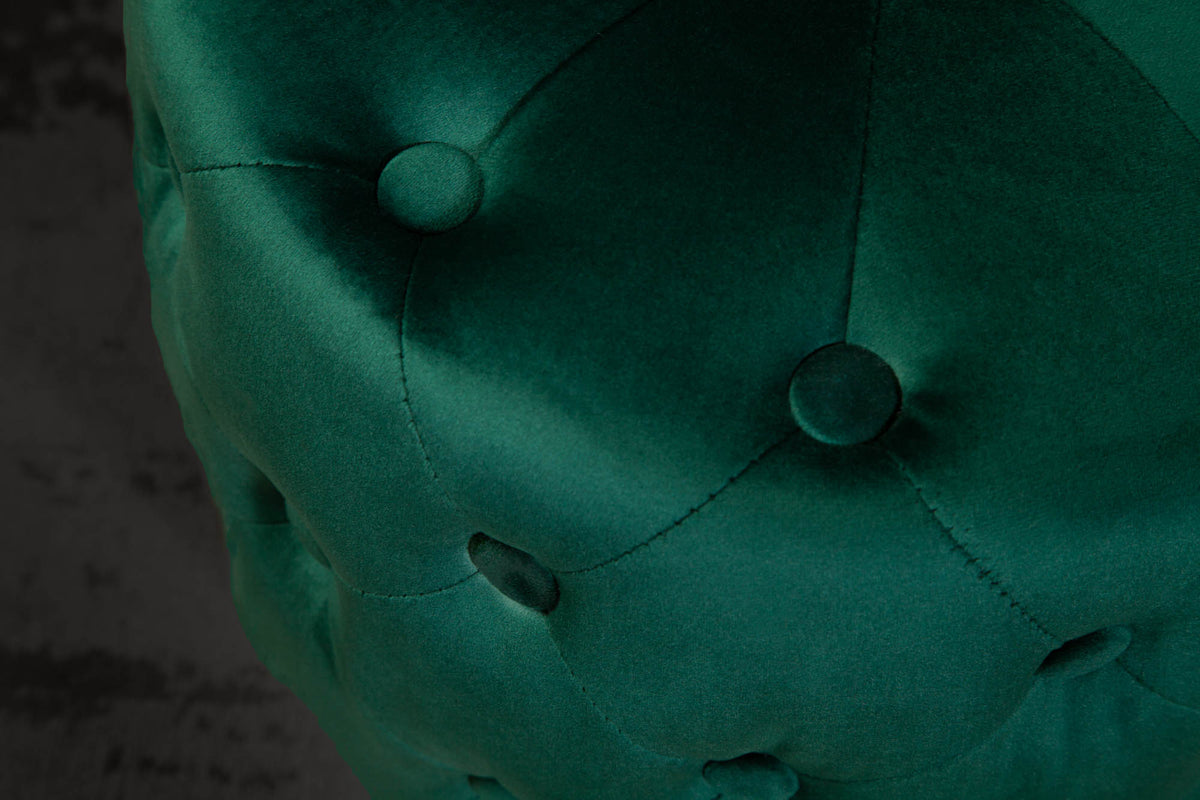 Design tabouret MODERN BAROCK 40cm vert foncé or velours Chesterfield