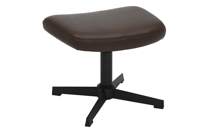 Design tabouret VOGUE 45cm brandy brun similicuir pivotant pieds métalliques noirs repose-pieds