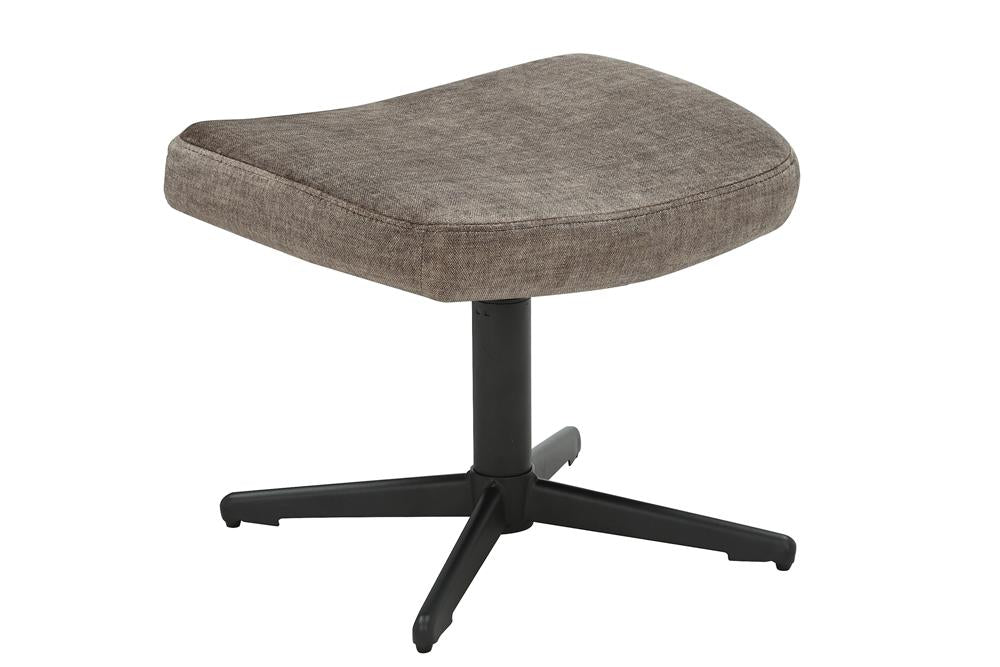 Design tabouret VOGUE 45cm taupe velours pivotant pieds noirs en métal repose-pieds