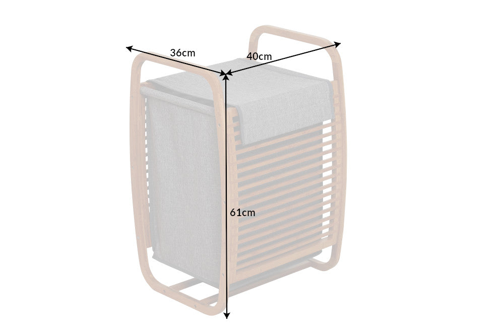 Design Wäschekorb LAGOON SPA 60cm grau Bambusholz Wäschesammler Badmöbel