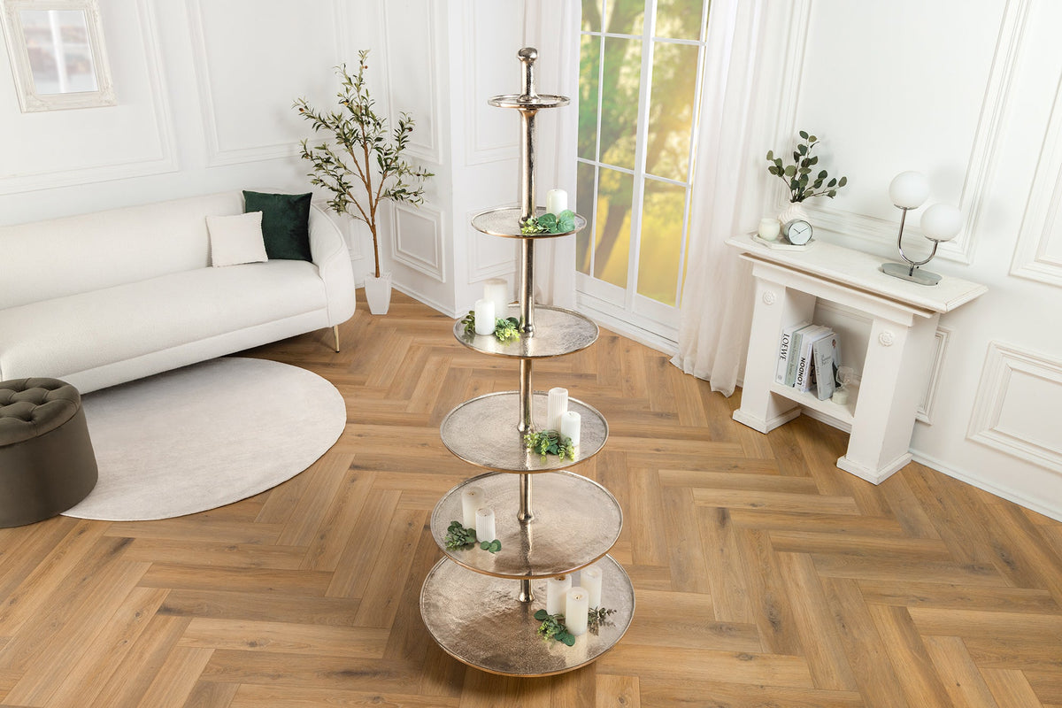 Design XXL étagère ABSTRACT 180cm argent métal avec six étages fait main