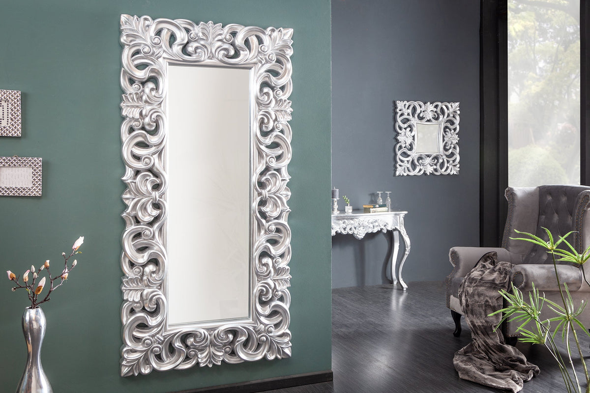 Élégant miroir mural VENICE 180x90cm argent style baroque antique