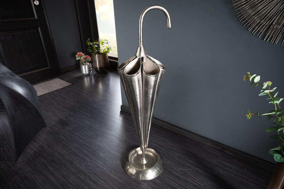 Elégant porte-parapluies UMBRELLA 91cm aluminium argenté pour 6 parapluies
