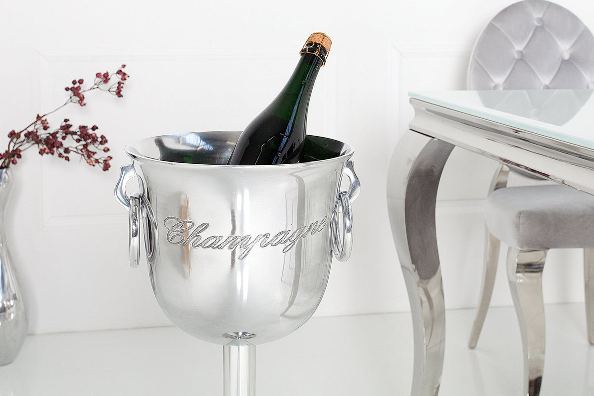 Élégant seau à champagne CHAMPAGNE 75 cm argent poli refroidisseur de bouteille