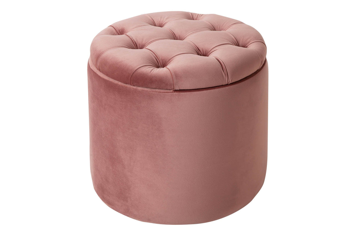 Élégant tabouret MODERN BAROCK 50cm rose ancien velours panier de rangement