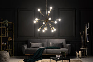 Elegante Hängelampe SPUTNIK 87cm gold mit 14 Leuchtarmen
