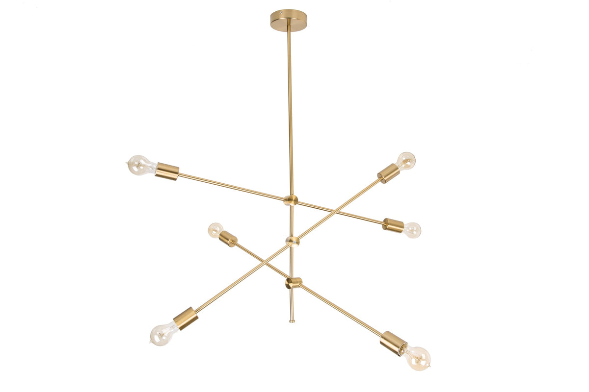 Elegante Hängelampe VARIATION 128cm gold mit sechs schwenkbaren Leuchten