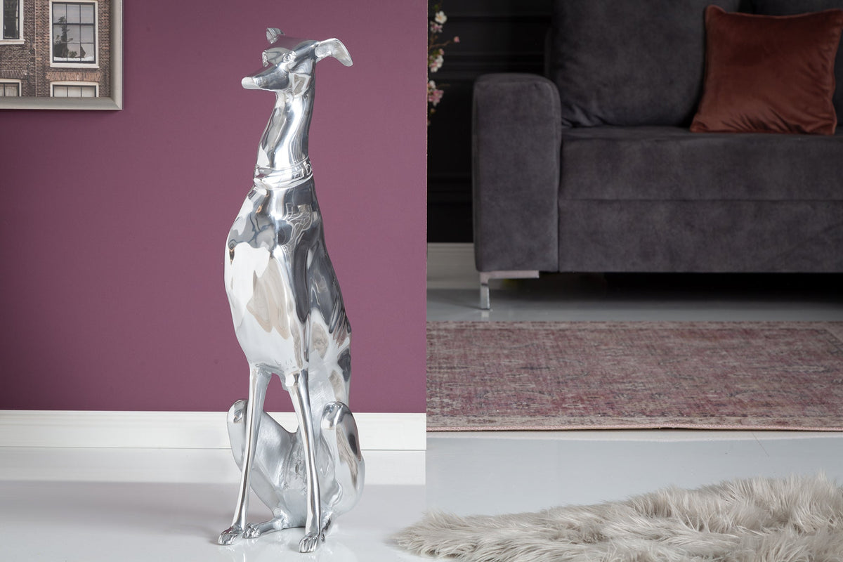Élégante sculpture lévrier GREYHOUND 70cm aluminium design figurine