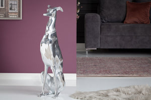 Élégante sculpture lévrier GREYHOUND 70cm aluminium design figurine
