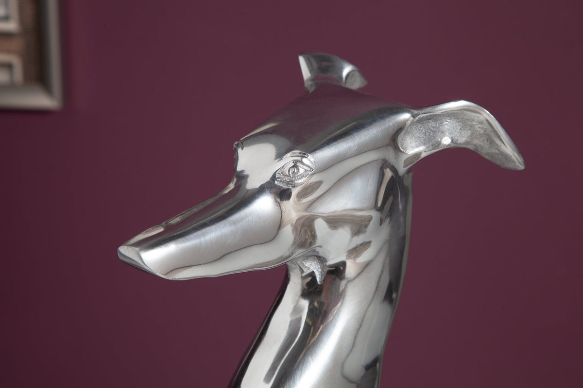 Élégante sculpture lévrier GREYHOUND 70cm aluminium design figurine