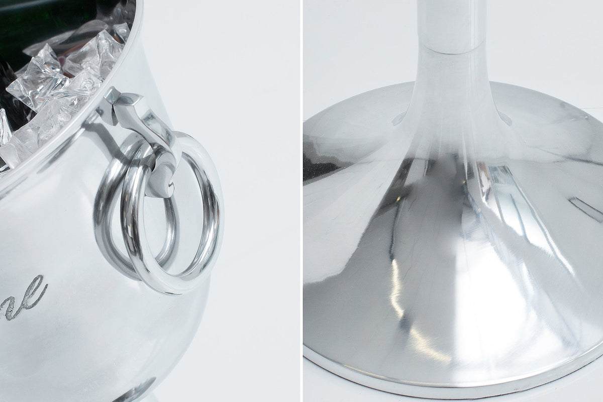 Eleganter Sektkühler CHAMPAGNE 75cm silber poliert Flaschenkühler