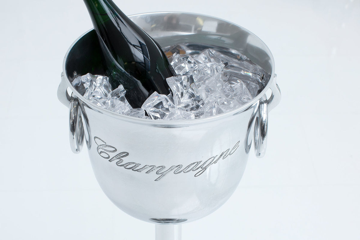 Eleganter Sektkühler CHAMPAGNE 75cm silber poliert Flaschenkühler