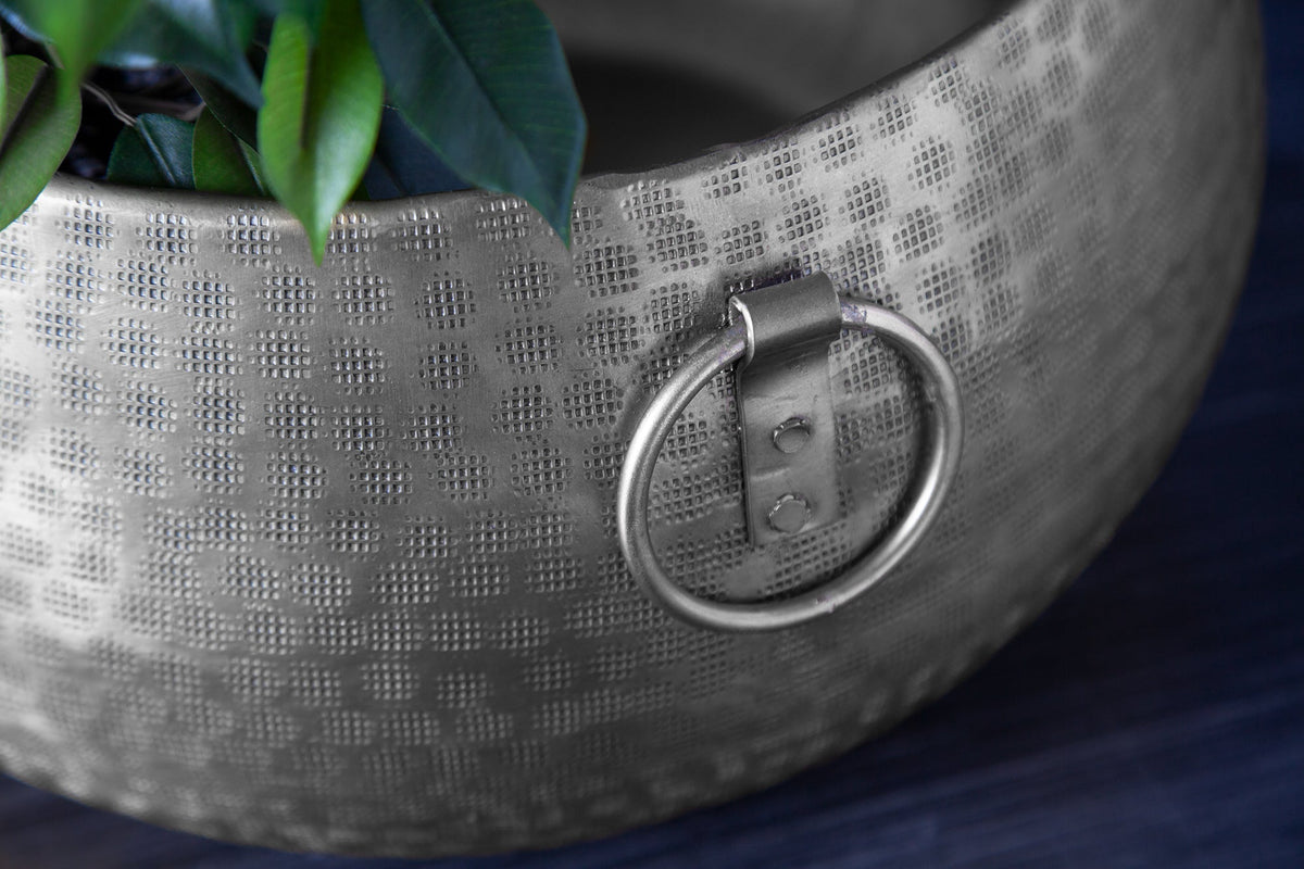 Ensemble de 2 bols fabriqués à la main Pot de fleur en argent ORIENT au design martelé
