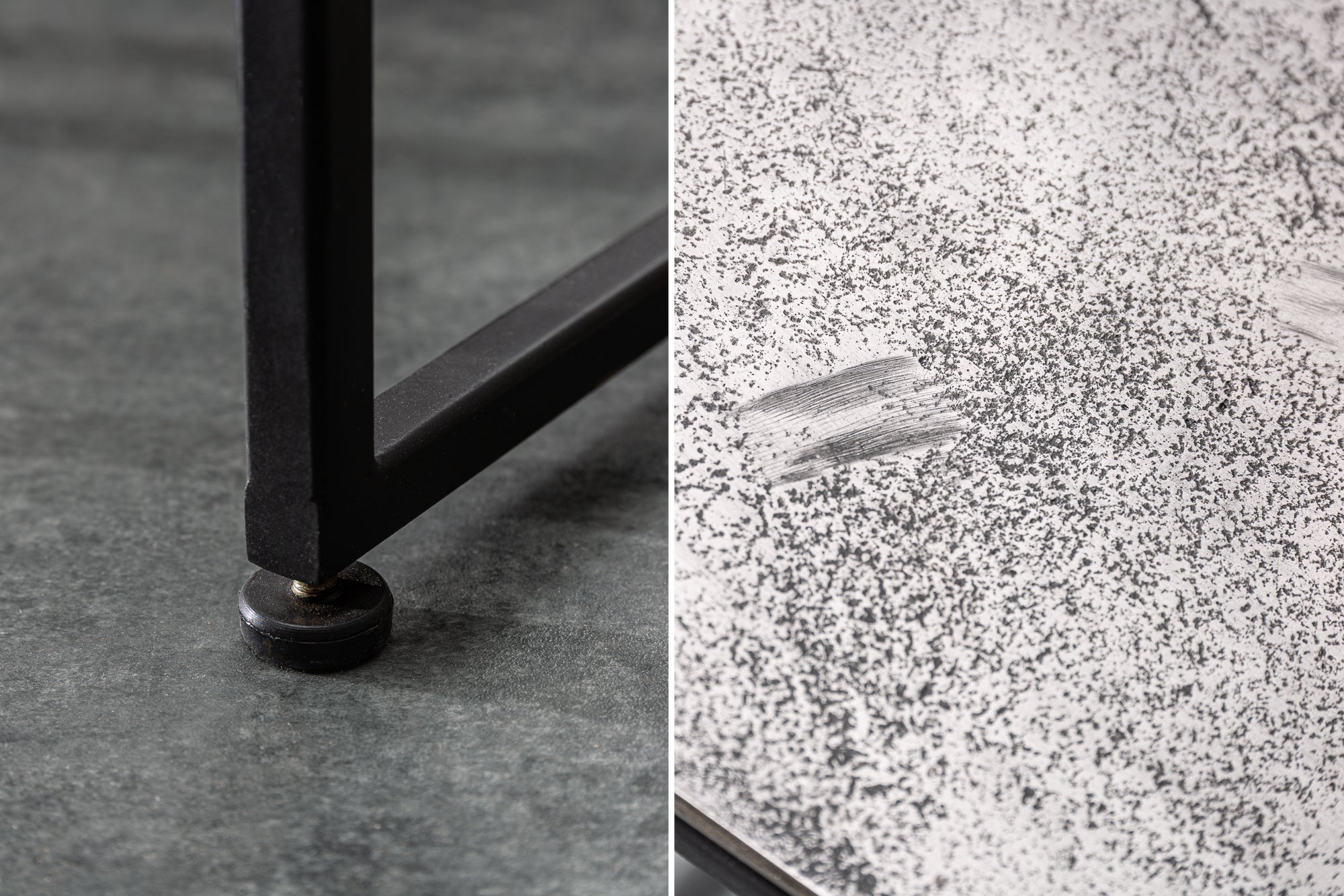 Juego de 2 mesas auxiliares hechas a mano ELEMENTS 40 cm mesa de centro negro plata