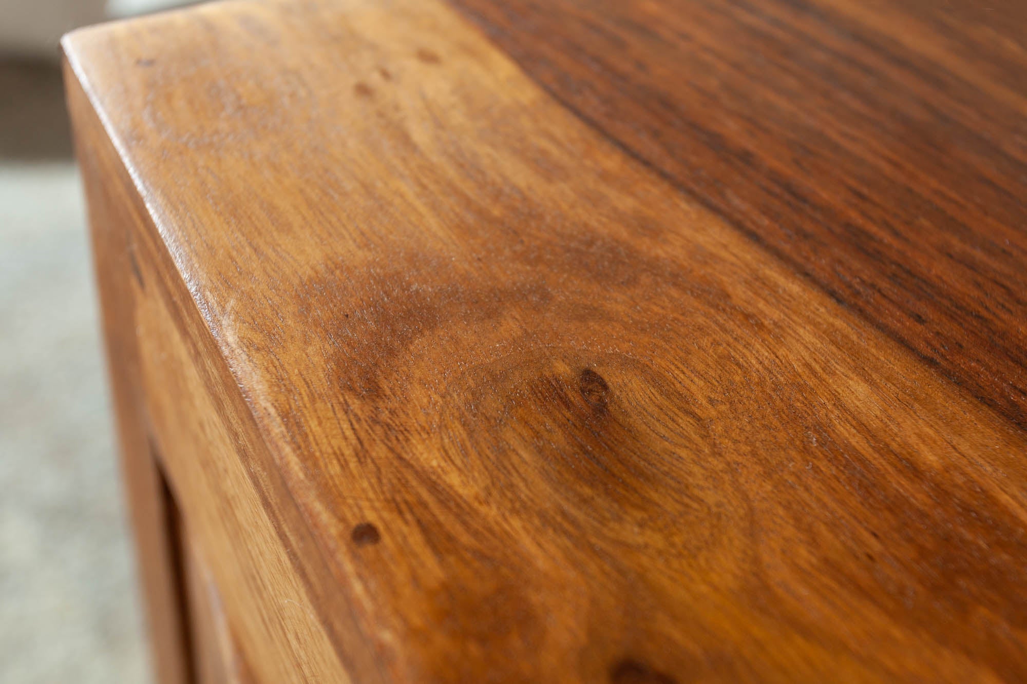 Lote de 3 mesas auxiliares de madera maciza MONSOON, 45 cm Mesa de centro acabado piedra Sheesham marrón