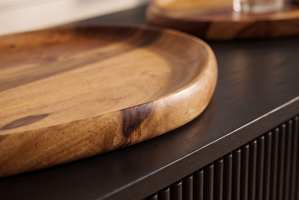Ensemble solide de 2 plateaux AMAZONAS Planche de service 55 cm finition pierre de Sheesham marron