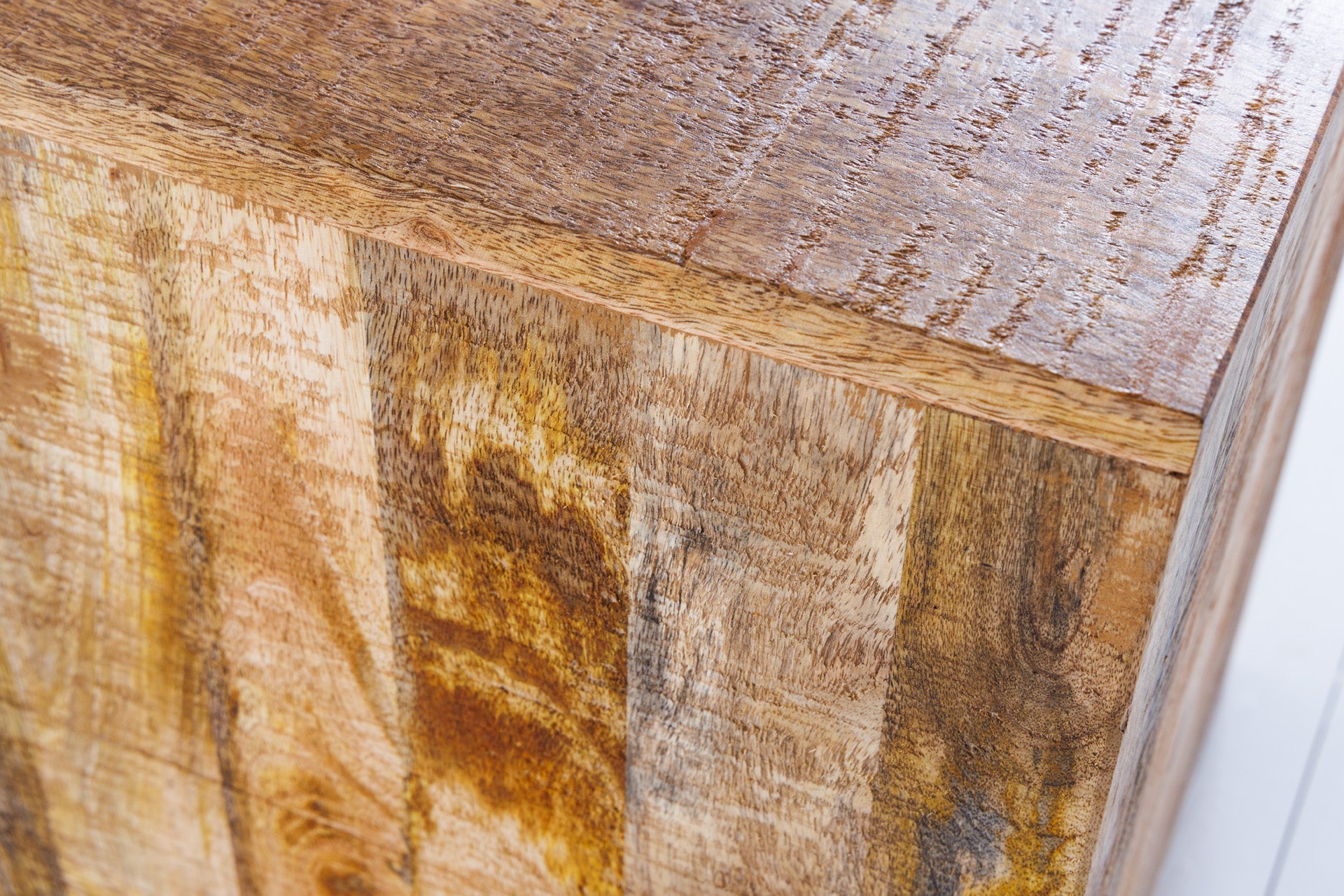 Sólido juego de 2 mesas auxiliares CURACAO Mesa de centro cúbica de 45 cm en madera de mango natural, fabricada a mano