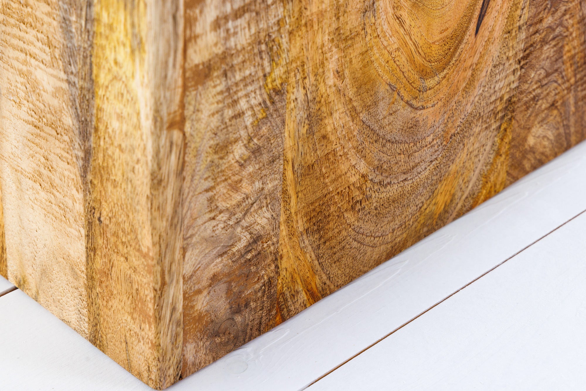Sólido juego de 2 mesas auxiliares CURACAO Mesa de centro cúbica de 45 cm en madera de mango natural, fabricada a mano