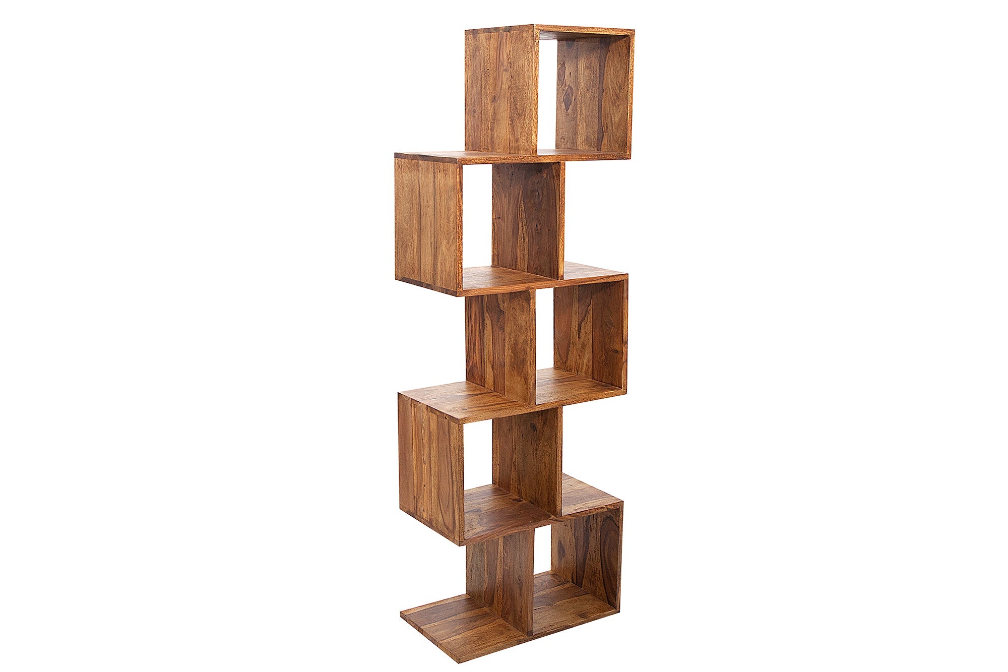 Etagère cube massive MAKASSAR 150cm marron finition pierre Sheesham grain unique