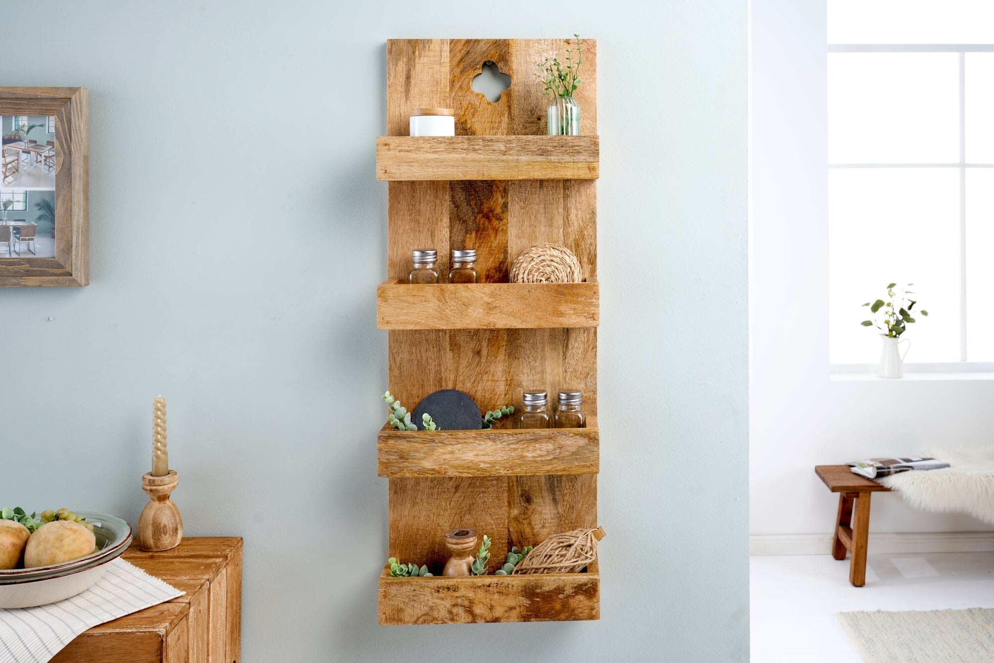 Etagère de cuisine solide HEMINGWAY 80cm étagère murale en manguier