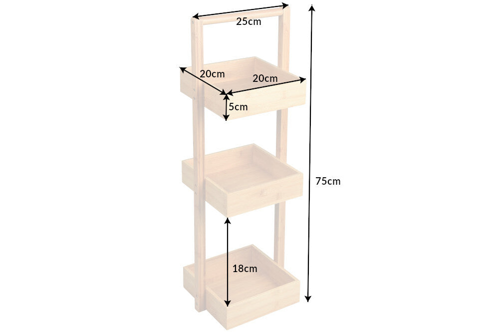 Etagère design LAGOON SPA 75cm bois de bambou étagère salle de bain trois compartiments