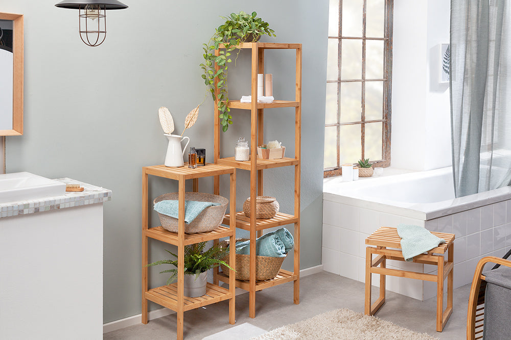 Etagère design LAGOON SPA 80cm bois de bambou étagère salle de bain deux compartiments