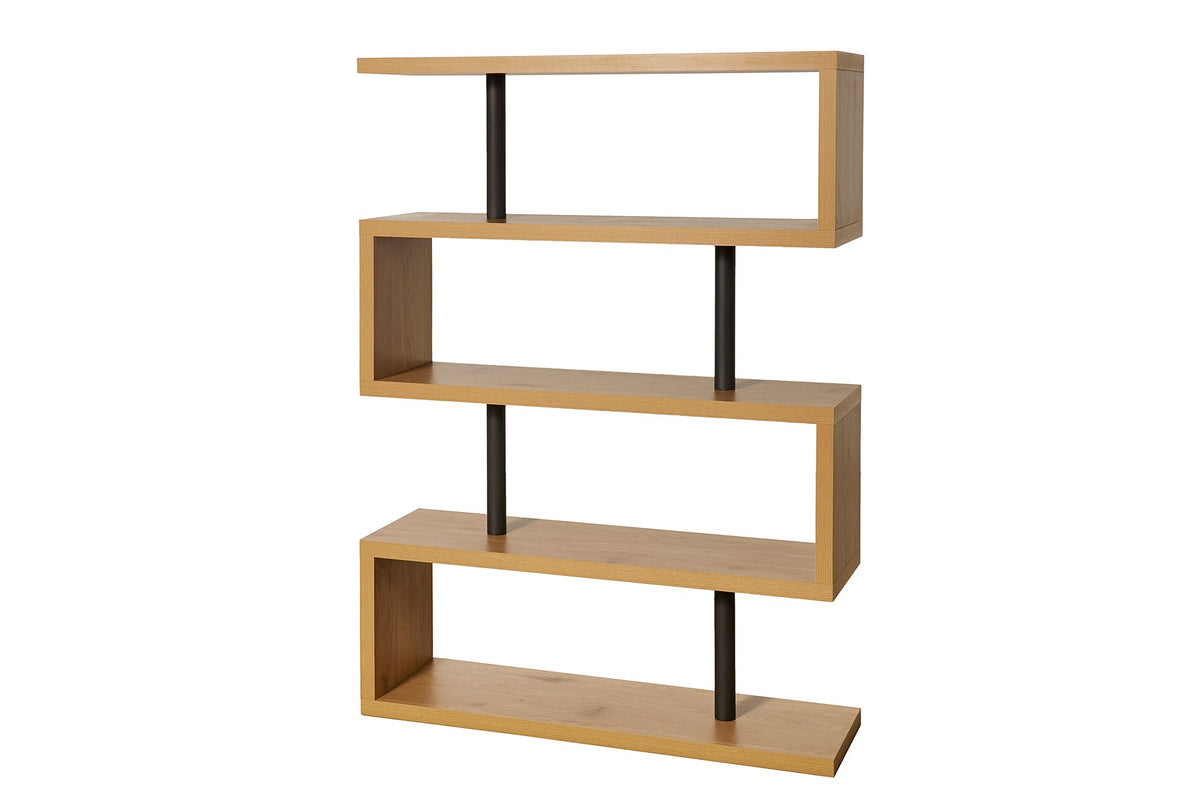 Etagère design SNAKE Bibliothèque 165cm aspect chêne avec cinq étagères