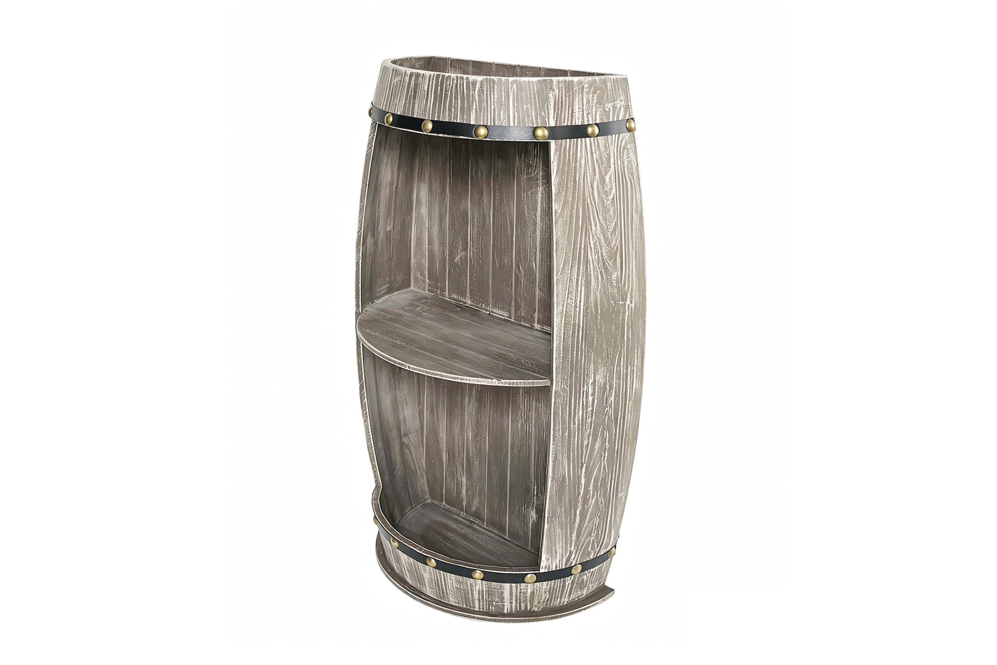Etagère élégante BODEGA 79cm pin naturel demi fût de vin Shabby Chic
