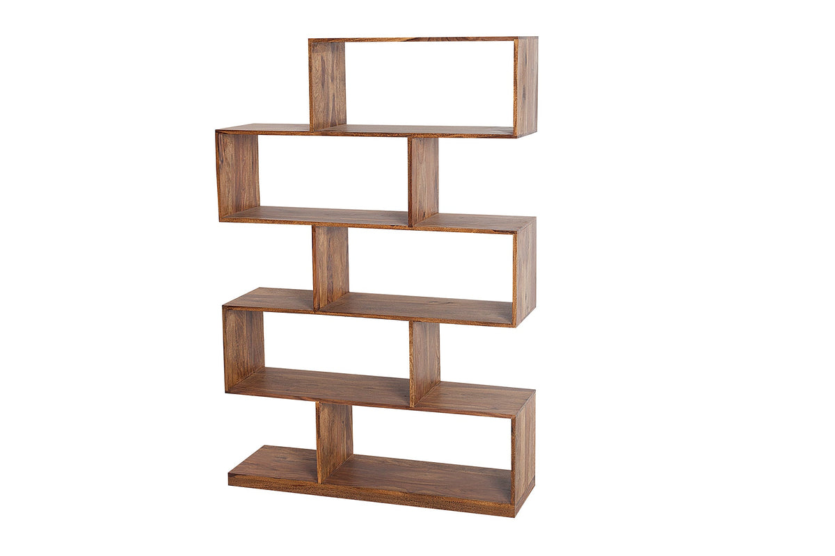 Etagère massive MAKASSAR XL 150cm bibliothèque finition pierre Sheesham marron