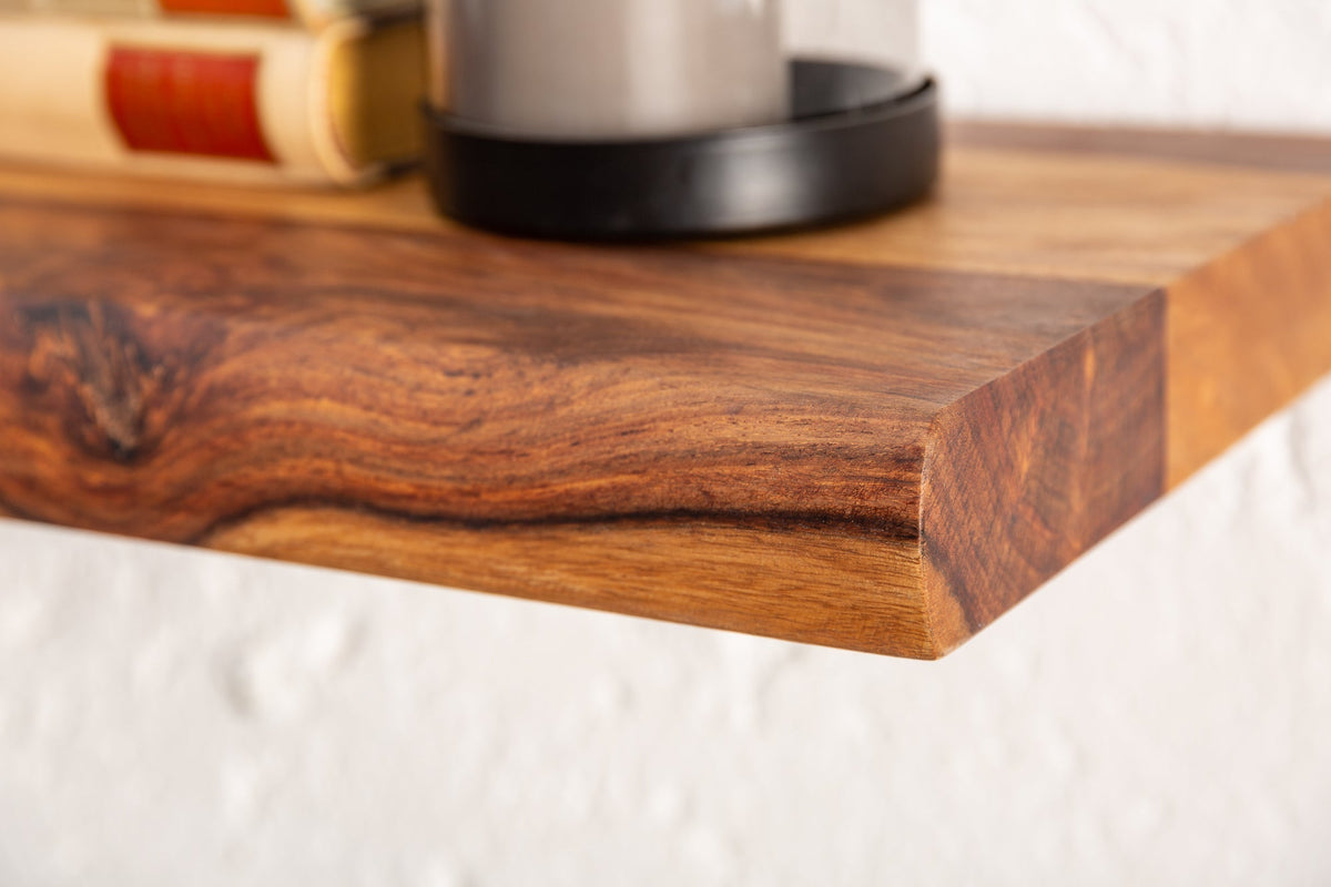 Etagère murale massive MAMMUT 115cm marron finition pierre de Sheesham etagère bord d’arbre