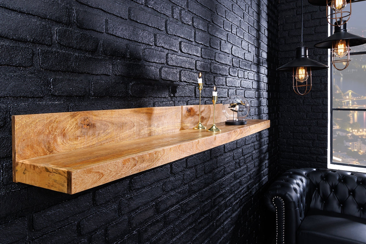 Etagère murale solide MAKASSAR 110cm en bois de manguier naturel fait main