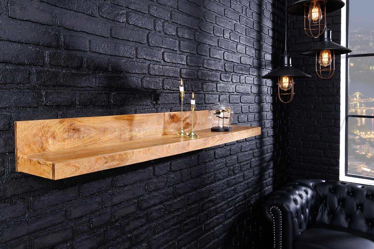 Etagère murale solide MAKASSAR 110cm en bois de manguier naturel fait main