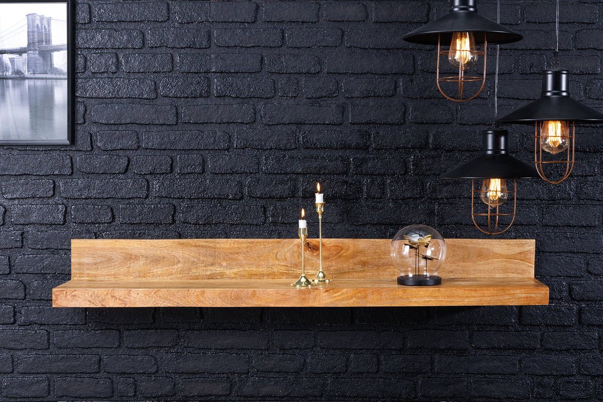 Etagère murale solide MAKASSAR 80cm en bois de manguier naturel fait main