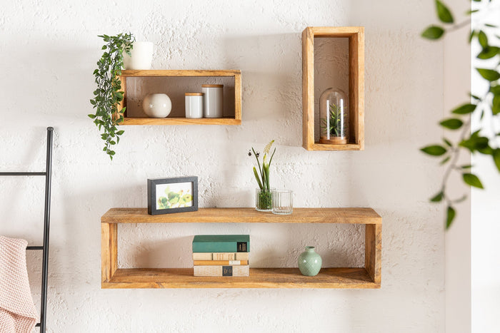 Etagère murale solide set de 3 HEMINGWAY 94cm en bois de manguier