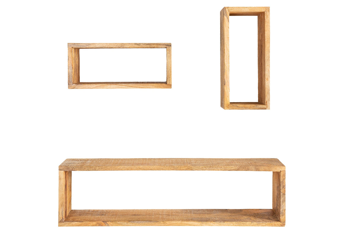 Etagère murale solide set de 3 HEMINGWAY 94cm en bois de manguier