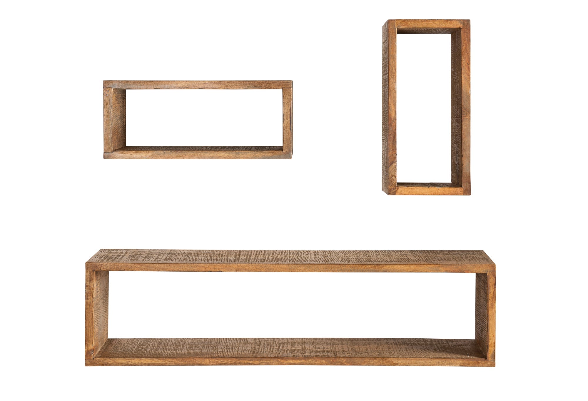 Etagère murale solide set de 3 HEMINGWAY 94cm marron en bois de manguier