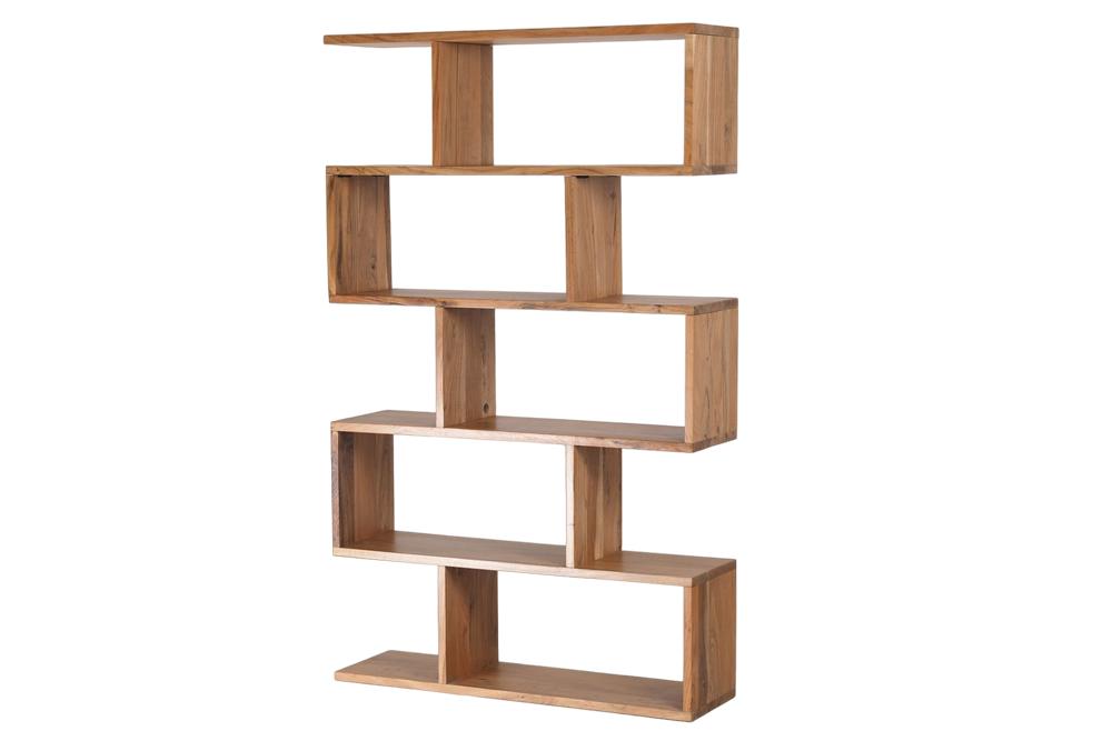 Etagère Solid Bibliothèque Snake 180cm en bois d’acacia naturel avec cinq étagères
