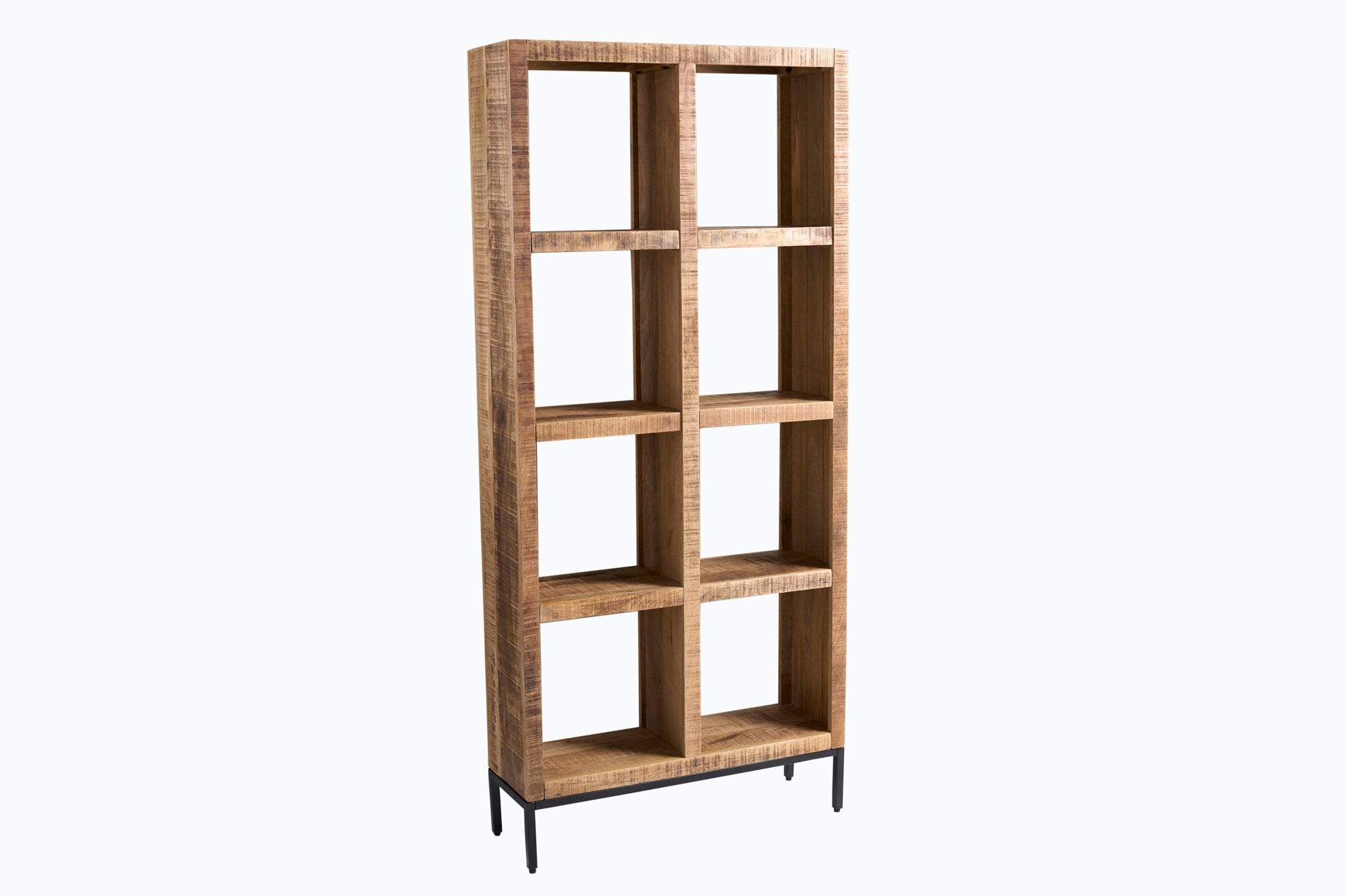 Etagère solide IRON CRAFT 176cm bibliothèque en bois de manguier huit compartiments design industriel