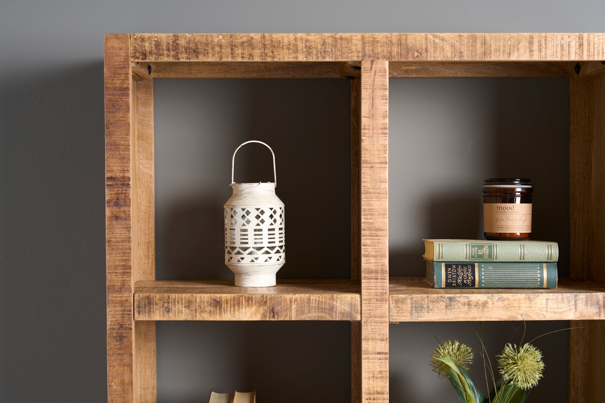 Etagère solide IRON CRAFT 176cm bibliothèque en bois de manguier huit compartiments design industriel