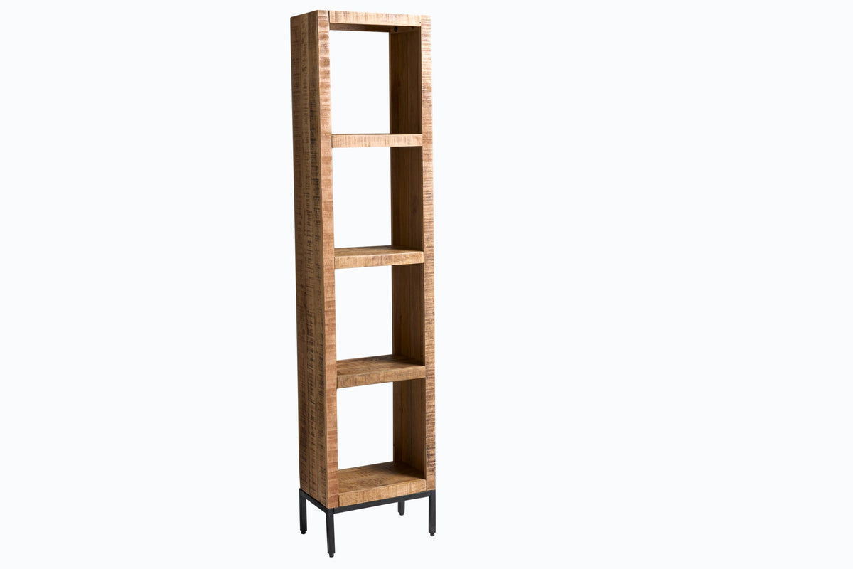Etagère solide IRON CRAFT 176cm bibliothèque en bois de manguier quatre compartiments design industriel