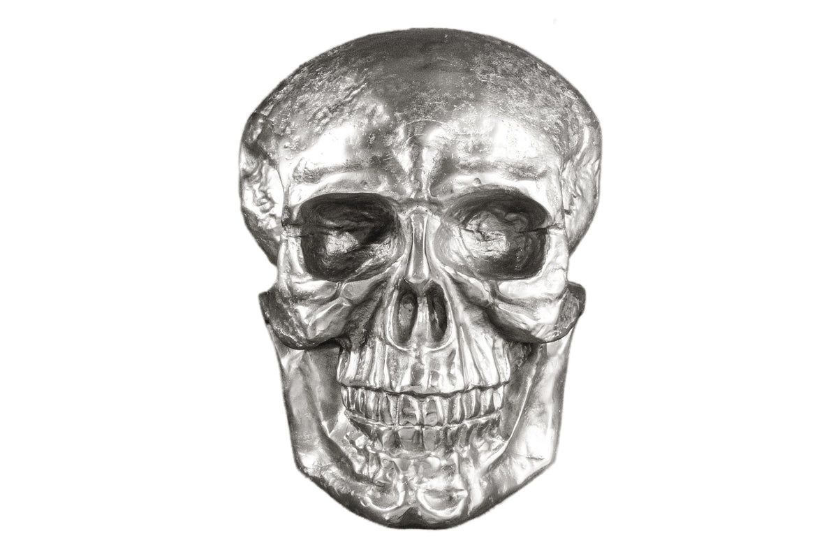 Exklusive Wandskulptur SKULL XXL 40cm silber Deko Totenkopf