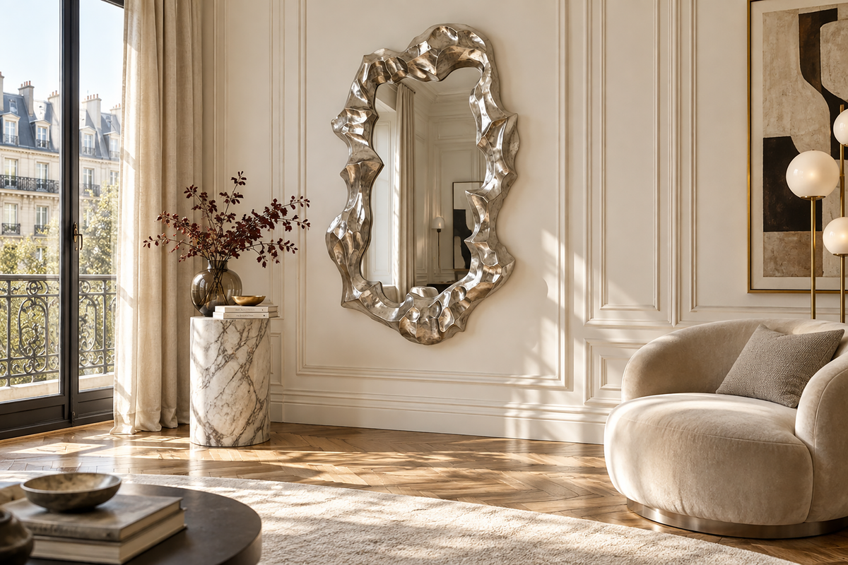 Extravagant miroir mural VENETIA 150 cm argent suspension variable