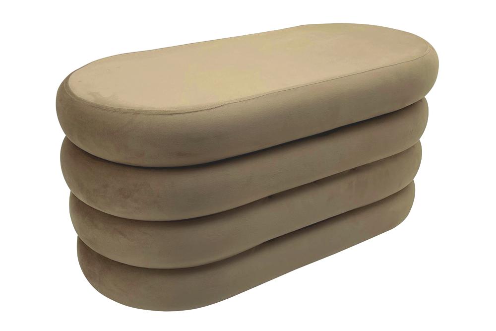 Extravagante banquette rembourrée VOGUE 85 cm champagne velours avec rangement