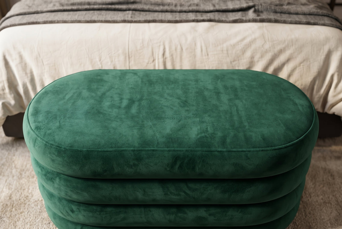 Extravagante banquette rembourrée VOGUE 85cm velours vert banquette avec rangement