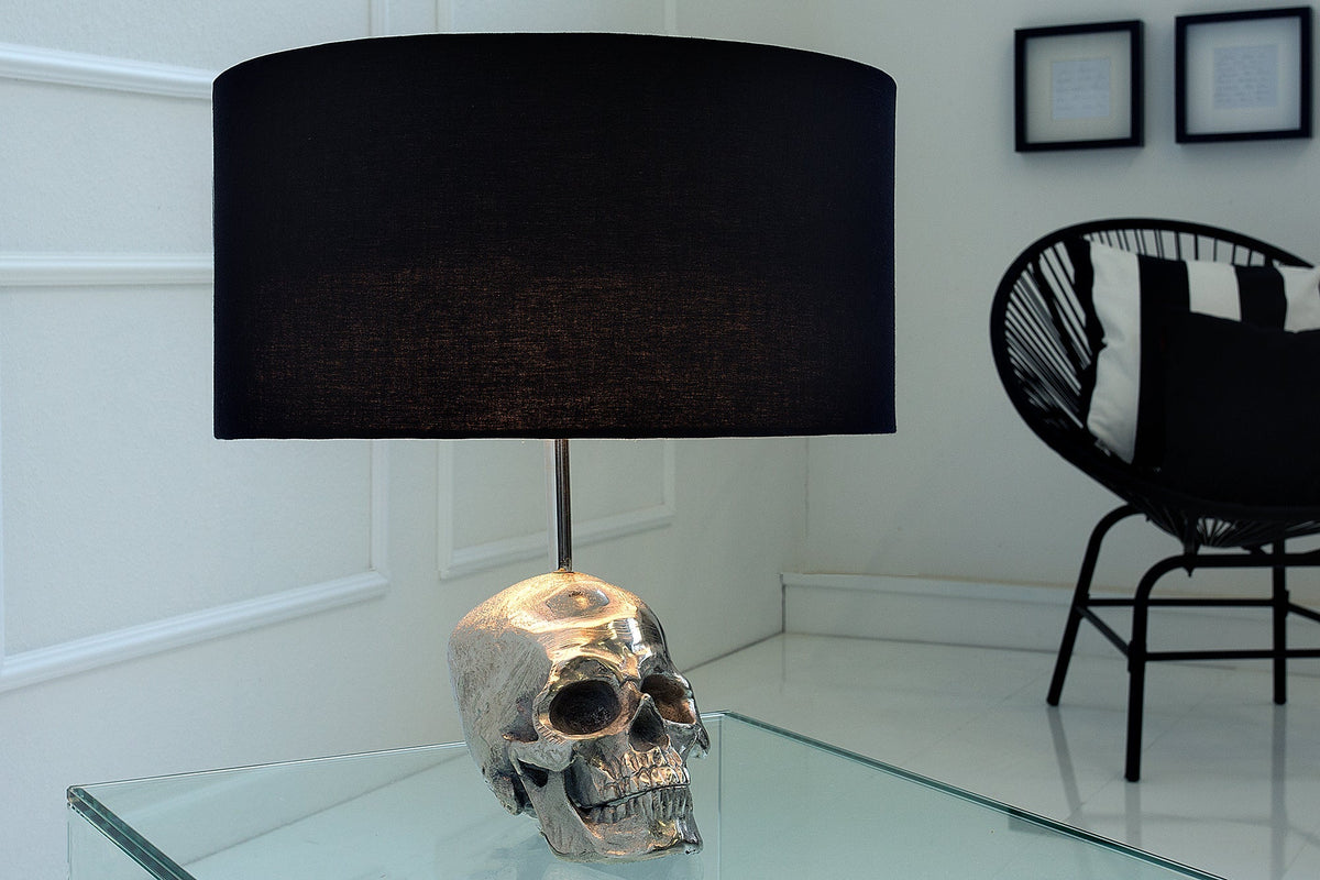 Extravagante lampe de table SKULL 44cm noire crâne lampe de table